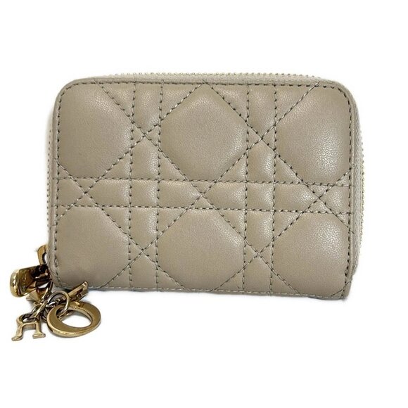 DIOR/ChristianDior Lady Dior - Beige Leather Coin Case 512-072125 - Picture 1 of 4